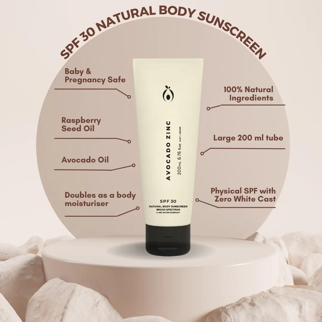 Avocado Zinc SPF 30 Natural Body Sunscreen 200ml Natural Good Life