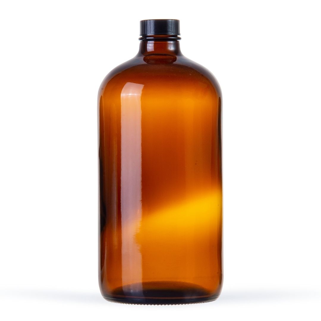 1 Litre Amber Glass Bottle with Cap Closure Natural Good Life
