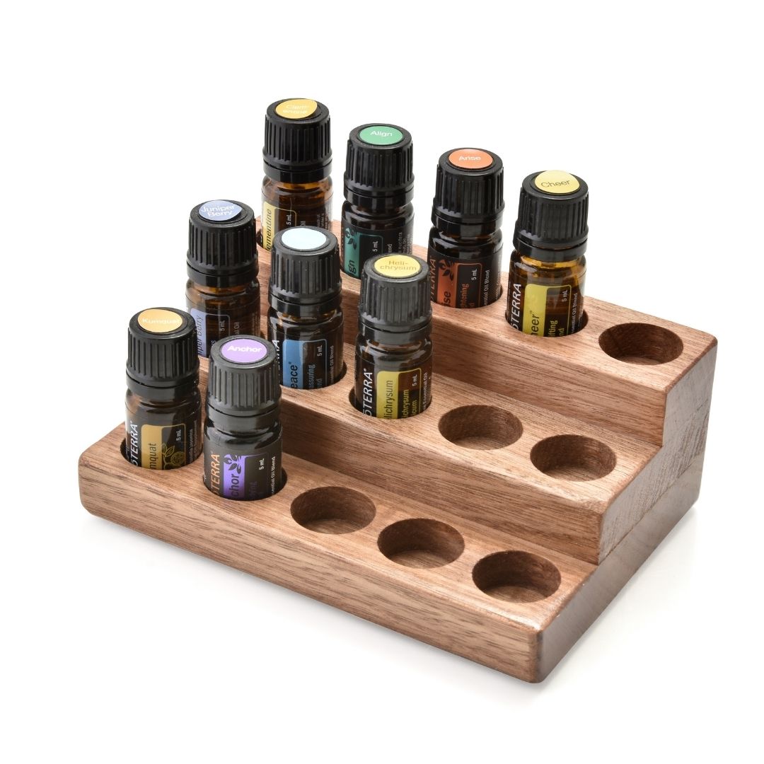 3 Tier Wooden Oil Stand suited for 5ml Bottles (Holds 15 x bottles)