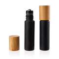 10ml Matte Black Glass Roller Bottle with Bamboo Lid (Pk 5)