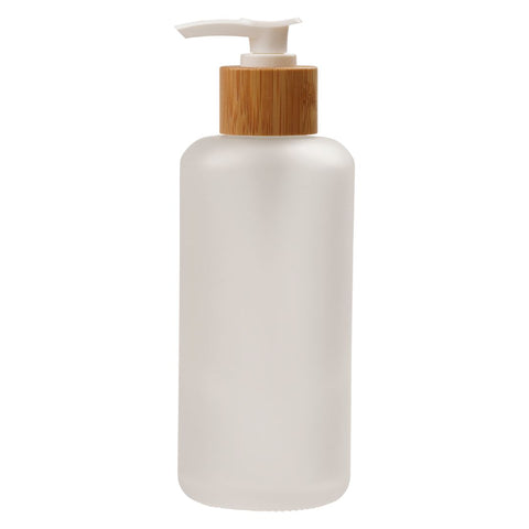 200ml Frosted Glass Bamboo Lotion Pump Bottle