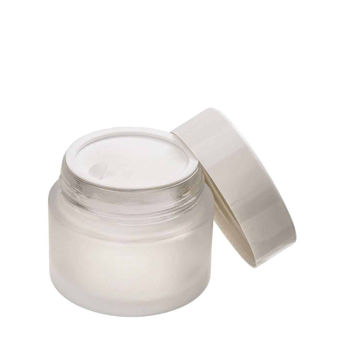 50g Frosted Glass Jar with White Lid