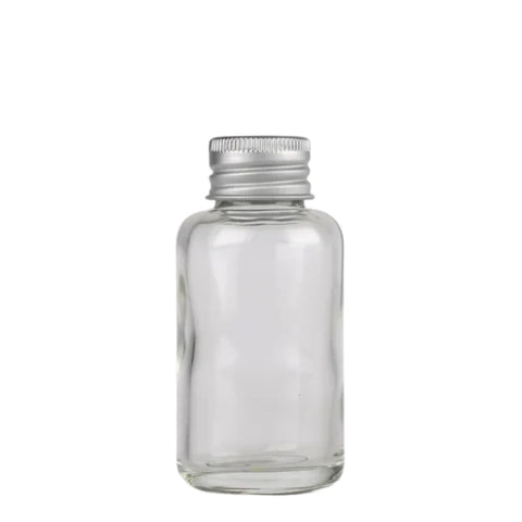 50ml Round Clear Glass Bottle with Aluminium Wadded Cap