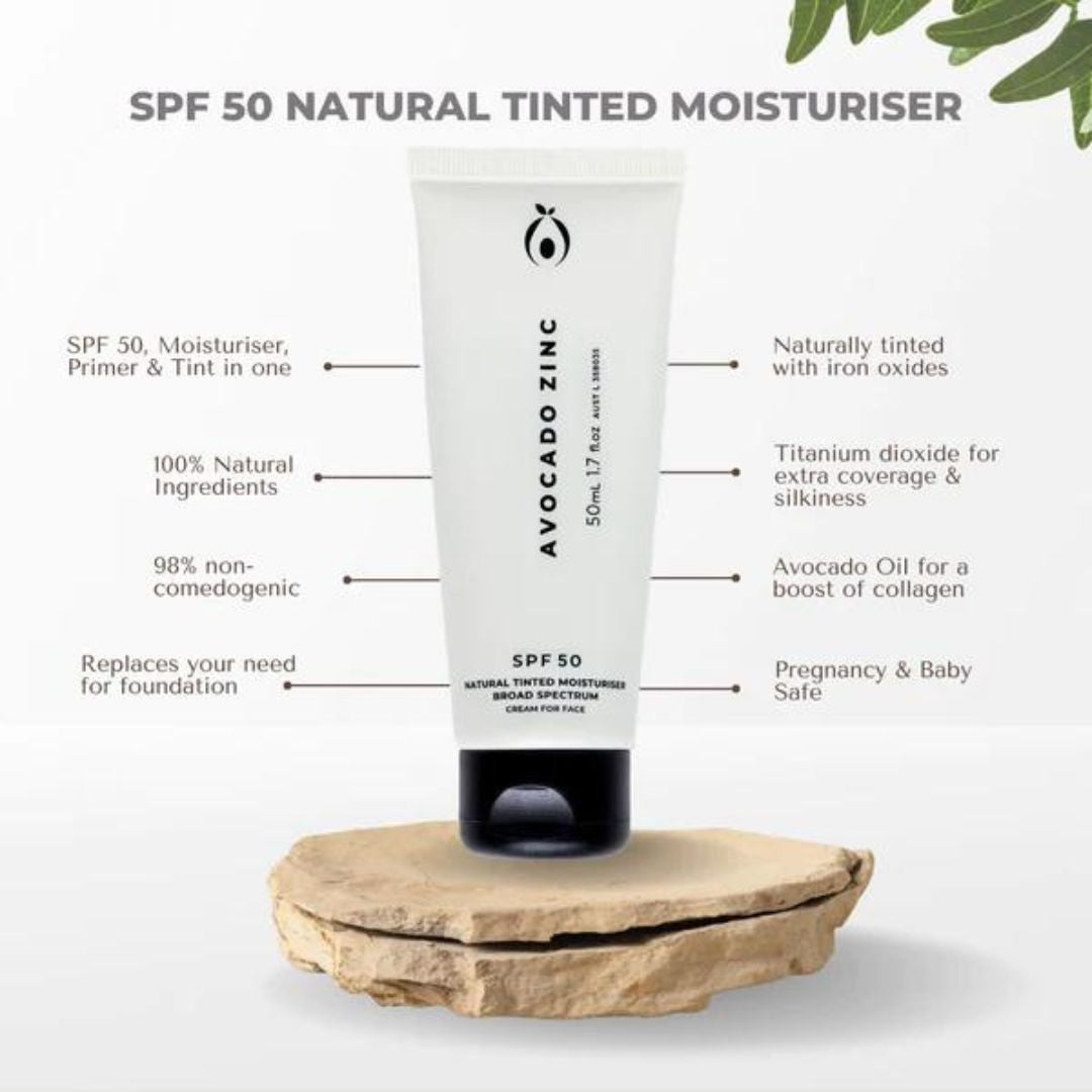 Avocado Zinc - SPF 50 Natural Tinted Moisturiser | MEDIUM-DARK