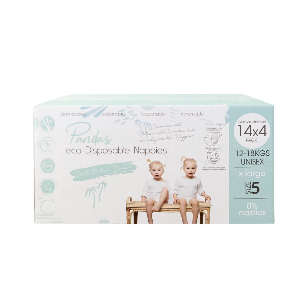 Pandas by Luvme - ECO Disposable Bamboo Nappies X LARGE (12-18kg)