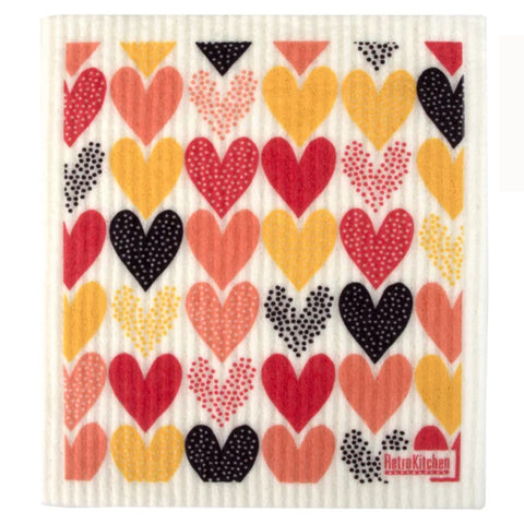 Retro Kitchen - Biodegradable Dish Cloth  | HEARTS
