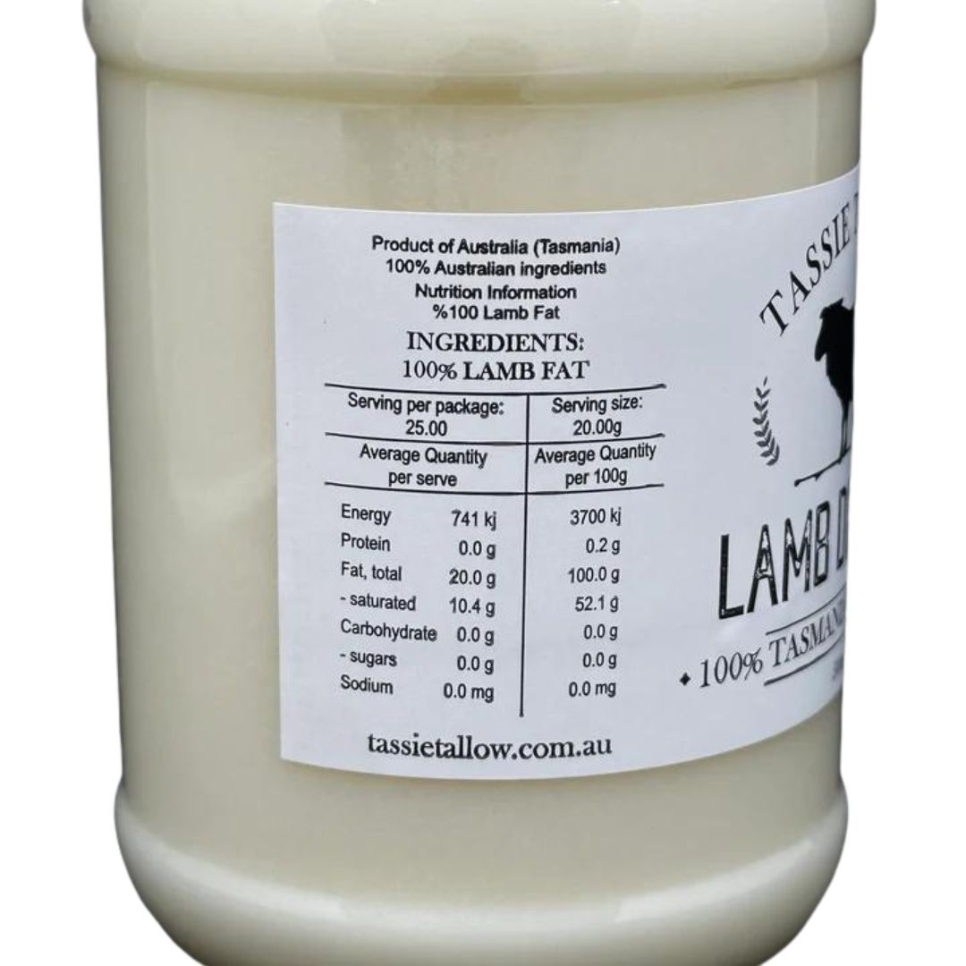 Tassie Tallow - Lamb Dripping 500ml BEST BEFORE February 2025