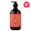 A bottle of Dr. Planet Castle Soap Concentrate Multi Purpose unscented organic soap, in a dark amber bottle with a red and gold label and a black pump dispenser.