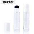 10ml Clear Glass Roller Bottle with White Lid **100 Pack**