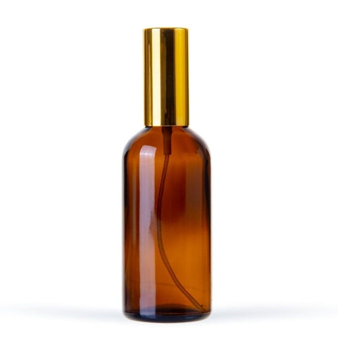 100ml Amber Glass Spray Bottle (Shiny Gold)