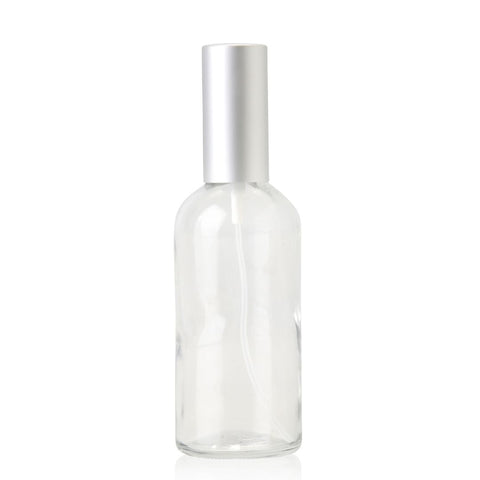 100ml Clear Glass Spray Bottle (Matte Silver)