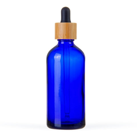 100ml Cobalt Blue Glass Bottle with Bamboo Dropper