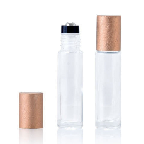 10ml Clear Glass Roller Bottle with Copper Lid (Pk 5)