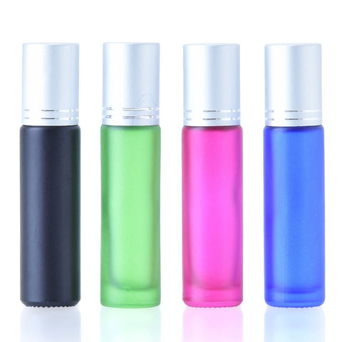 10ml Colour Frosted Glass Roller Bottles (4 pack)