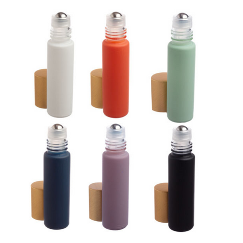 10ml Matte Collection Glass Bottles with Metal Roll-ons and Gold Caps (Pk 6)