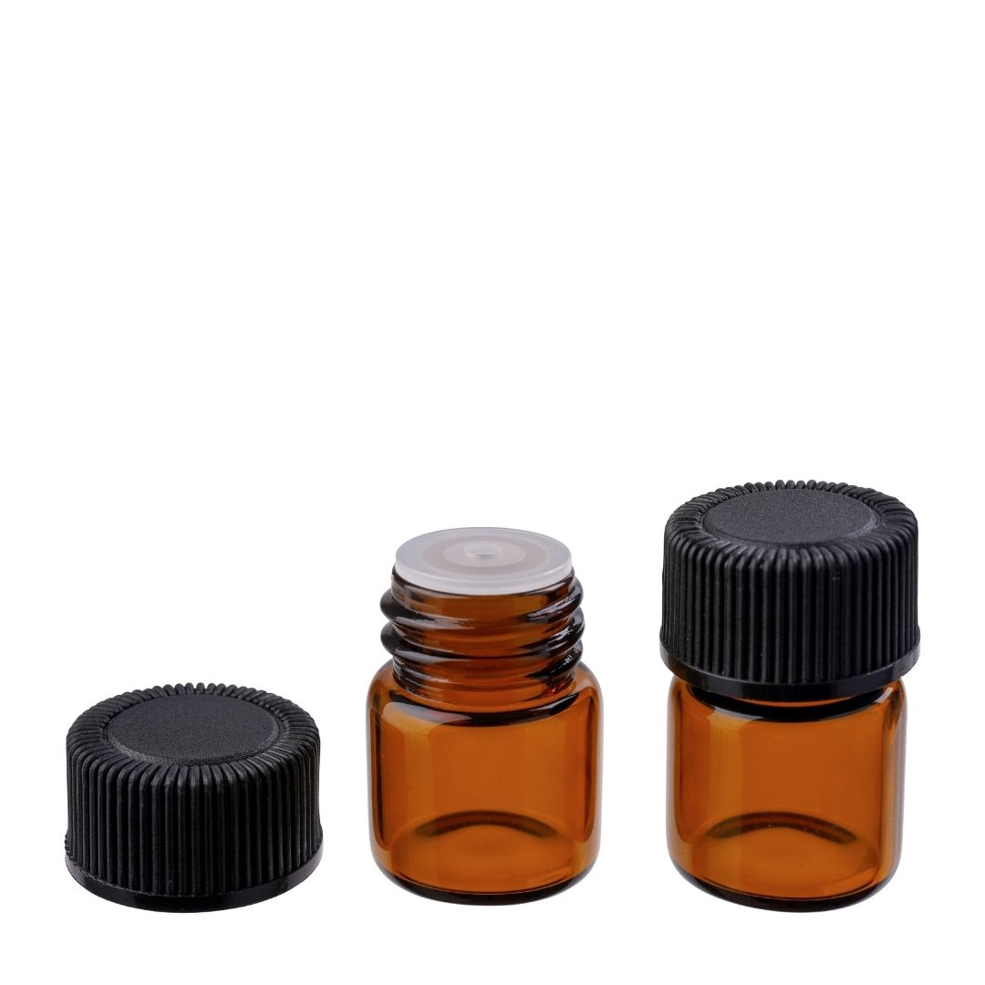 1ml Amber Vials (with Orifice and Black Lid)