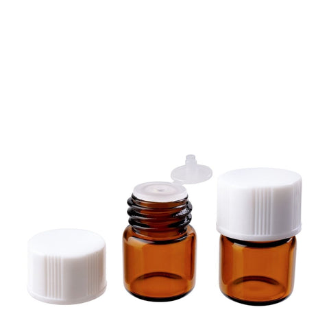 1ml Amber Vials (with Plug Orifice and White Lid)
