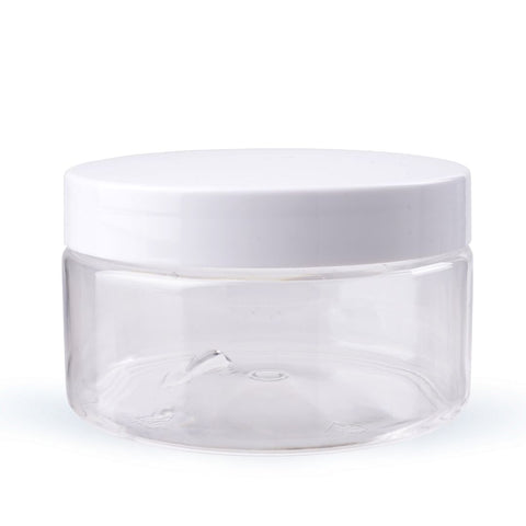 250g Clear PET plastic Jar with White Lid