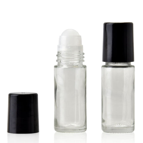 30ml Clear Glass Roller Bottle with Black Lid