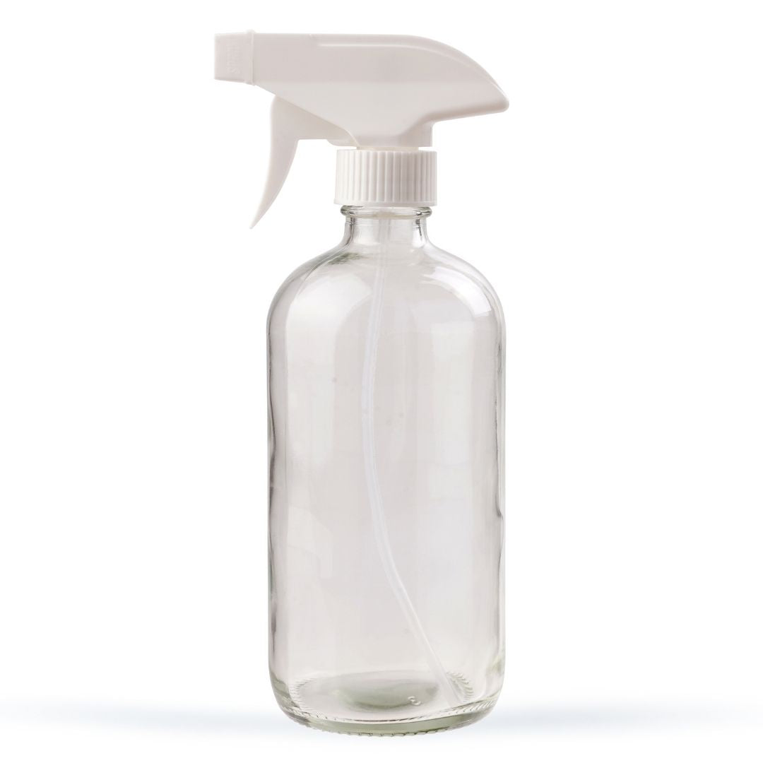 500ml Clear Glass Spray Bottle - WHITE STANDARD – Natural Good Life