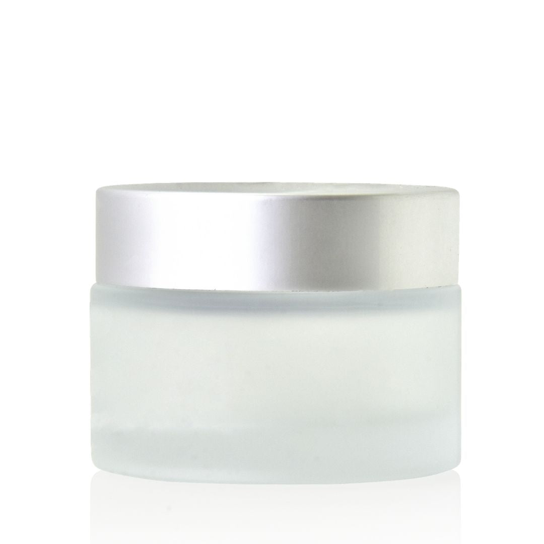 50ml Frosted Glass Jar with Silver Lid