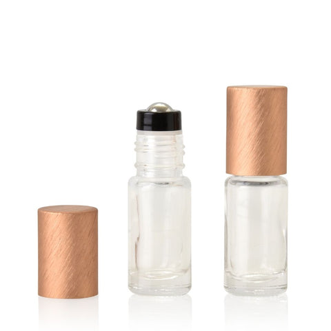 5ml Clear Glass Roller Bottle with Copper Lid (5 pack)