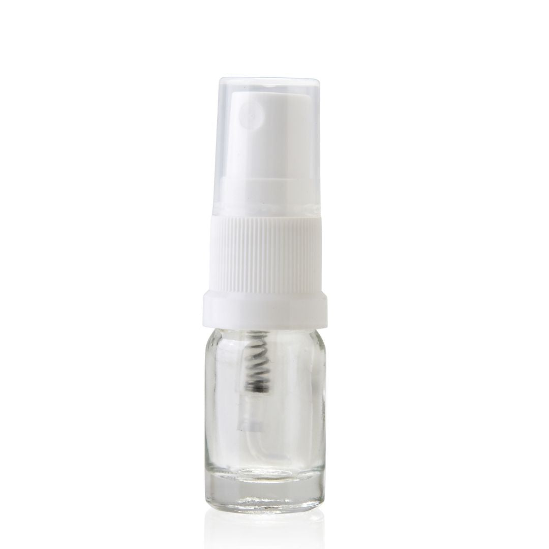 5ml Clear Glass Spray Bottle (White Atomiser)