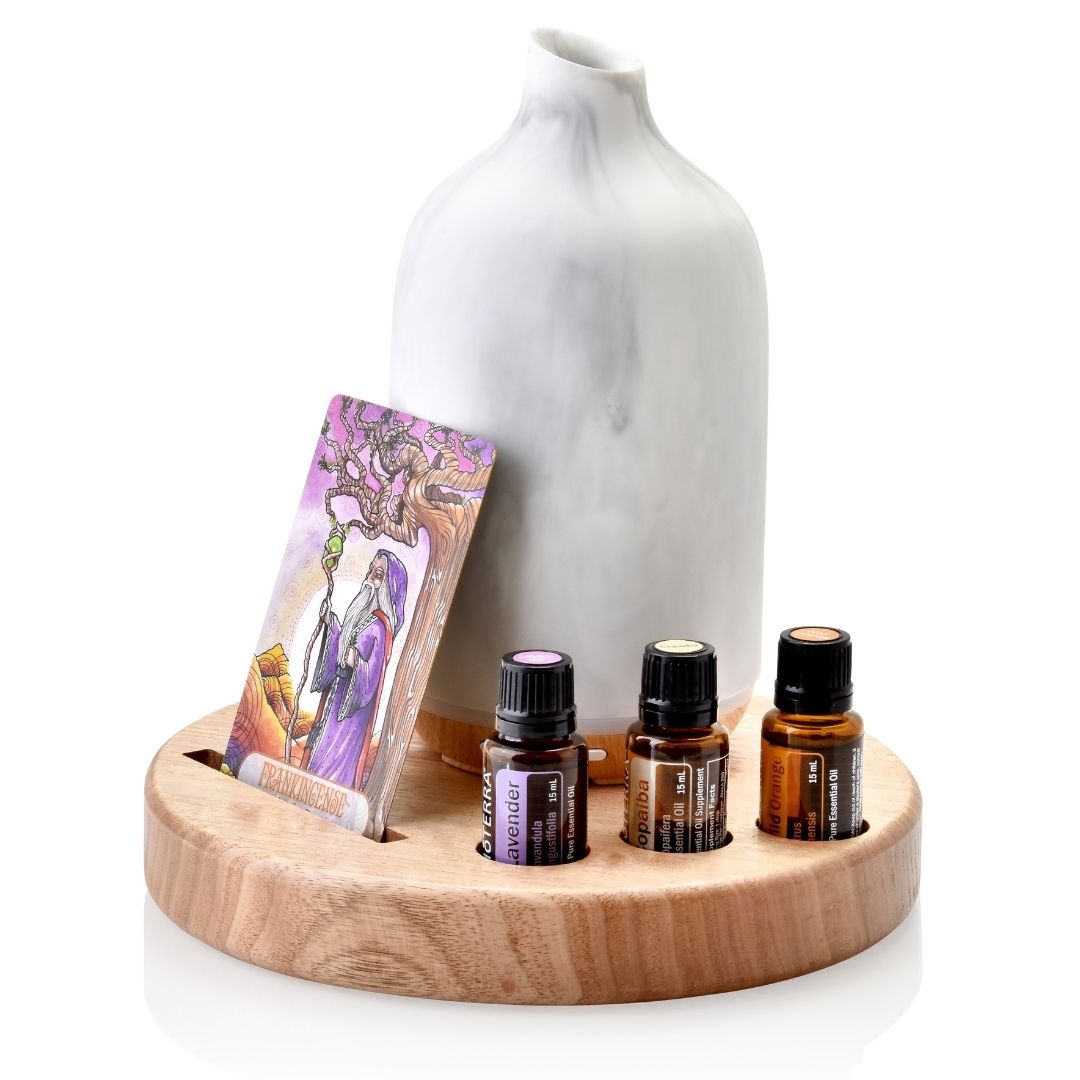 Wooden Round Stand suited for Diffuser, Card and 3 Oils
