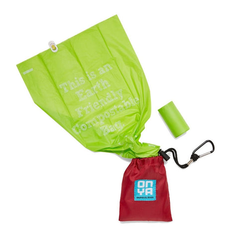 Dog Waste Disposal Bags and Carry Pouch - Chilli