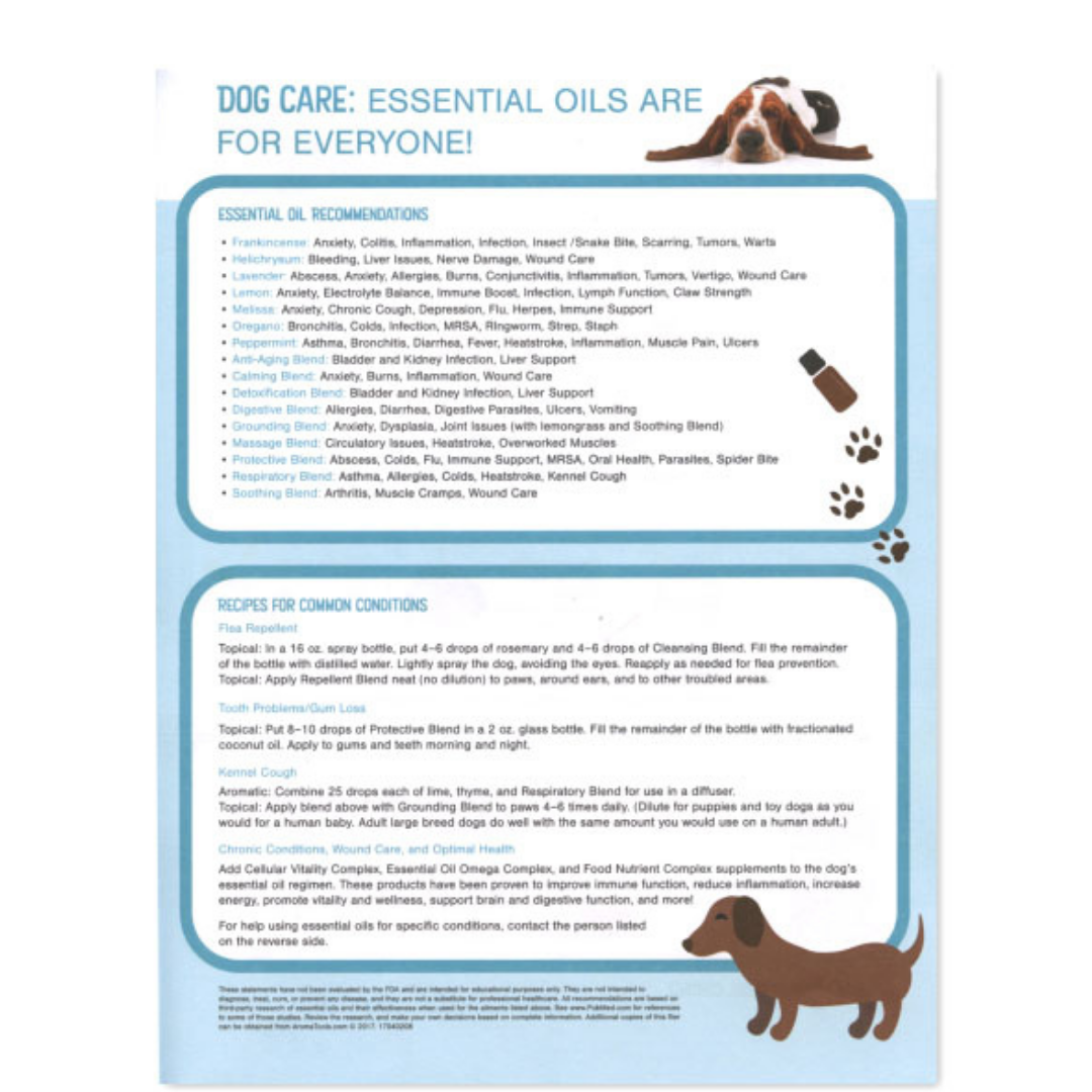 Essential Oils for Dog Care Information Sheet