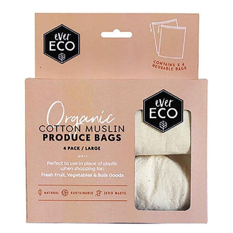 Ever Eco Reusable Cotton MUSLIN PRODUCE BAGS | 4 Pack