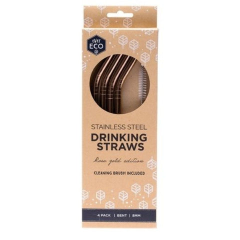 Ever Eco Rose Gold Straws Bent - Pack of 4