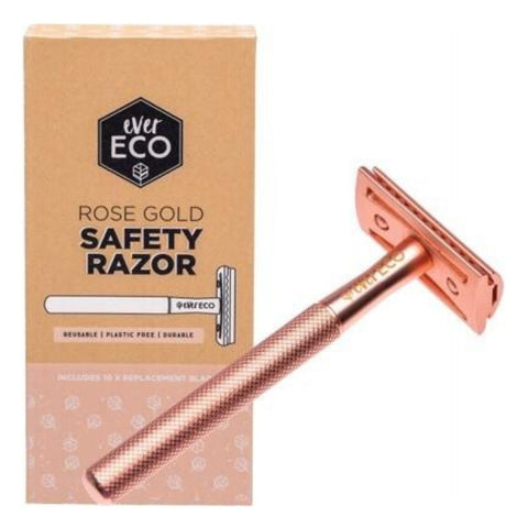 Ever Eco Safety Razor & 10 Replacement Blades - Rose Gold