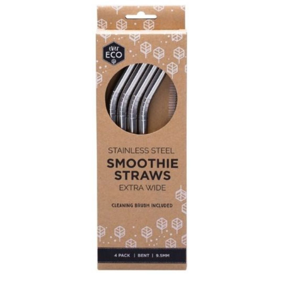 Ever Eco Stainless Steel Smoothie Straws BENT - Pack of 4