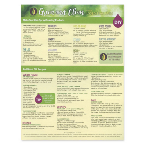 Green and Clean with Essential Oils Recipe Tear Pad