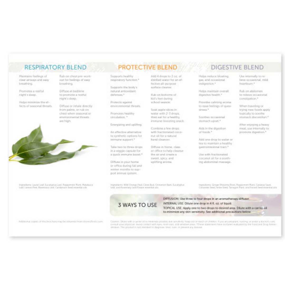How to Use Essential Oils: Respiratory, Protective, and Digestive Blends Brochure