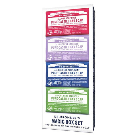 Dr Bronner's Pure-Castile Bar Soap Magic Box Set (4x140g)