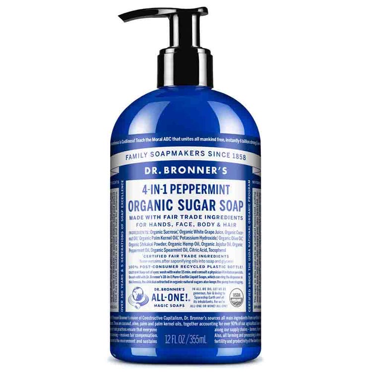 Dr Bronner's 4 in 1 Organic Pump Soap - Peppermint | 355ml